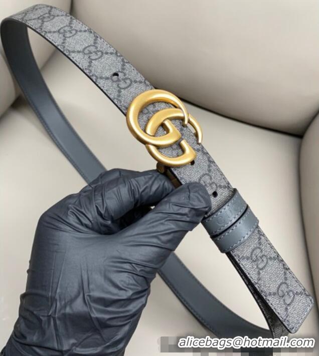 New Design Gucci GG Canvas and Leather Reversible Belt 3cm with GG Buckle GG011001 Grey 2025