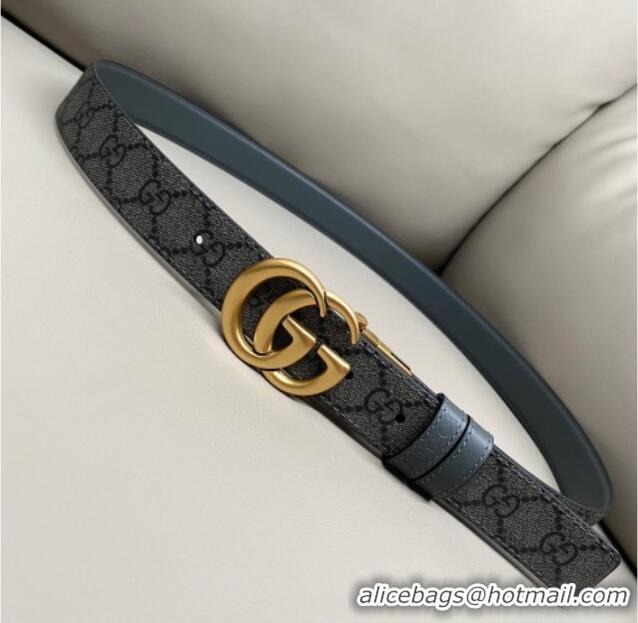 New Design Gucci GG Canvas and Leather Reversible Belt 3cm with GG Buckle GG011001 Grey 2025