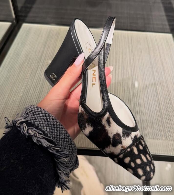 Grade Design Chanel Calfskin And Lambskin Pony Hair Slingback Heel 90mm G47281 White/Brown/Black 2026