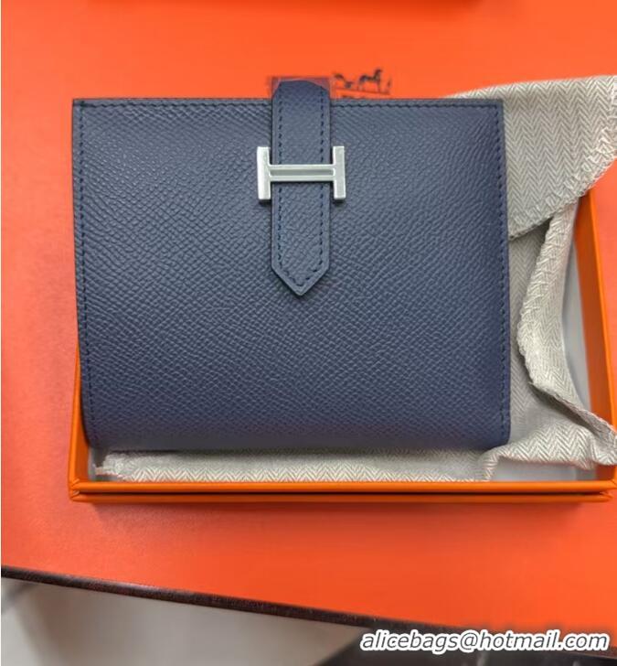 Promotional Hermes Bearn Short Wallet In Original Epsom Leather H945116 Navy Blue