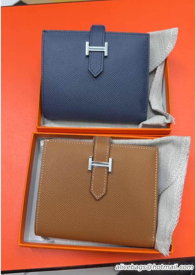 Promotional Hermes Bearn Short Wallet In Original Epsom Leather H945116 Navy Blue