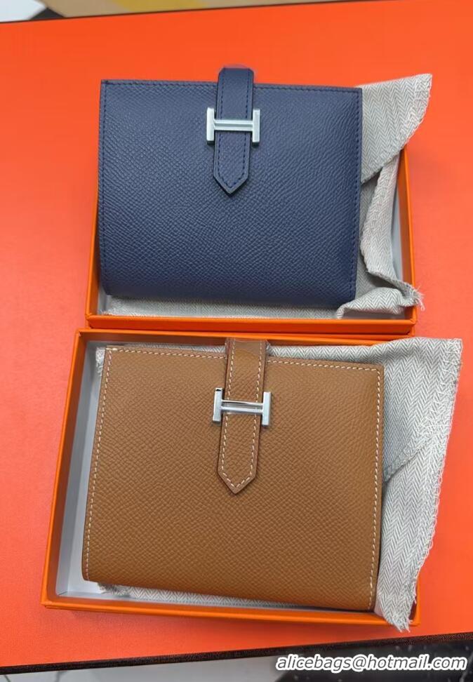 Promotional Hermes Bearn Short Wallet In Original Epsom Leather H945116 Navy Blue