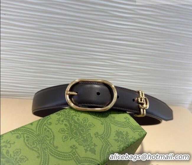 Good Product Gucci Double G Leather Belt 3cm with Round Pin Buckle 633125 Dark Brown 2025