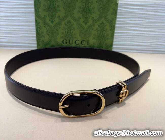 Good Product Gucci Double G Leather Belt 3cm with Round Pin Buckle 633125 Dark Brown 2025