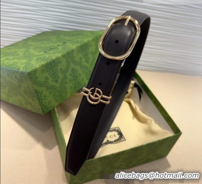 Good Product Gucci Double G Leather Belt 3cm with Round Pin Buckle 633125 Dark Brown 2025