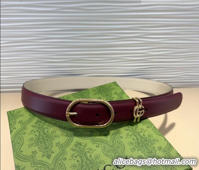 Trendy Design Gucci Double G Leather Belt 3cm with Round Pin Buckle 633125 Dark Burgundy 2025