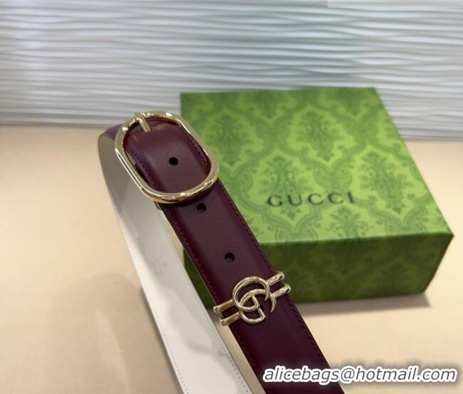 Trendy Design Gucci Double G Leather Belt 3cm with Round Pin Buckle 633125 Dark Burgundy 2025