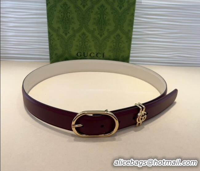 Trendy Design Gucci Double G Leather Belt 3cm with Round Pin Buckle 633125 Dark Burgundy 2025