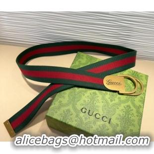 Top Grade Gucci Web Wide Belt 4cm with Gold Yellow Script Buckle 10063 Red/Green 2025