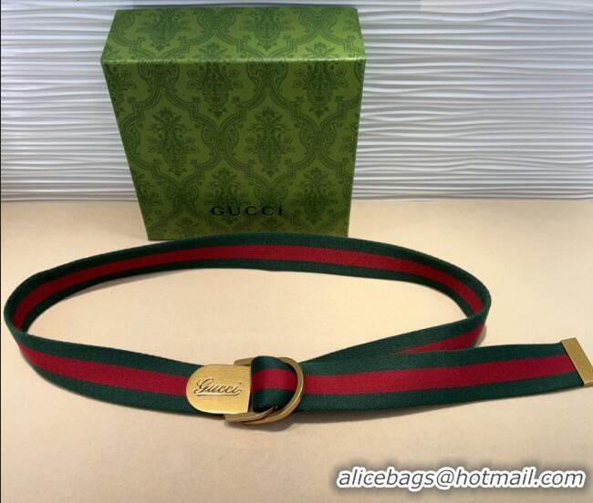 Top Grade Gucci Web Wide Belt 4cm with Gold Yellow Script Buckle 10063 Red/Green 2025