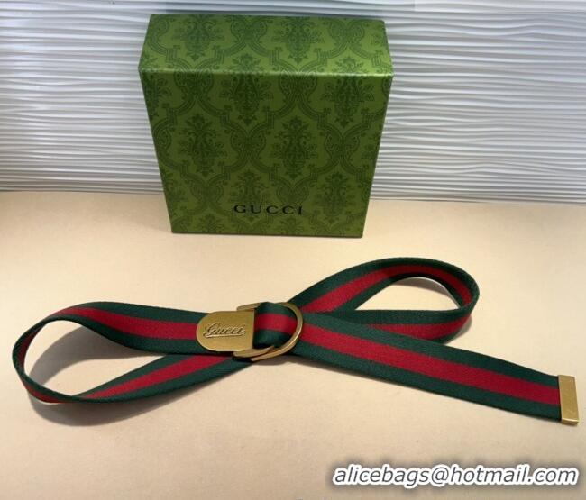 Top Grade Gucci Web Wide Belt 4cm with Gold Yellow Script Buckle 10063 Red/Green 2025
