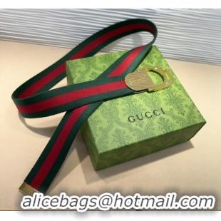 Buy Discount Gucci Web Wide Belt 4cm with Light Gold Script Buckle 10064 Red/Green 2025