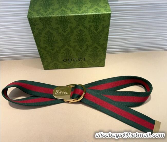 Buy Discount Gucci Web Wide Belt 4cm with Light Gold Script Buckle 10064 Red/Green 2025