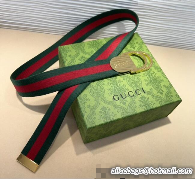 Buy Discount Gucci Web Wide Belt 4cm with Light Gold Script Buckle 10064 Red/Green 2025