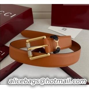 Best Price Gucci Horsebit Leather Belt 3cm 0617 Brown 2025