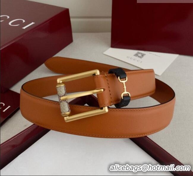 Best Price Gucci Horsebit Leather Belt 3cm 0617 Brown 2025