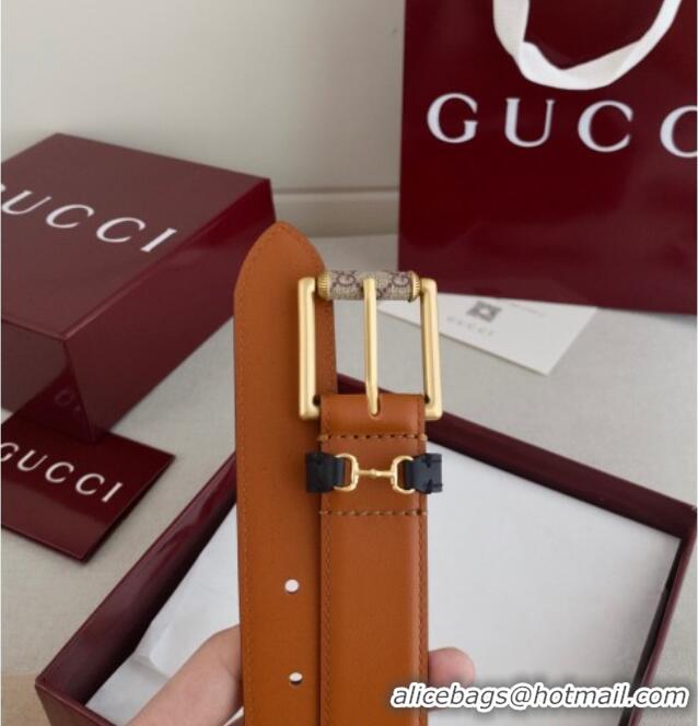 Best Price Gucci Horsebit Leather Belt 3cm 0617 Brown 2025