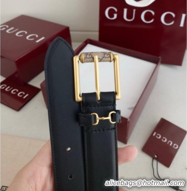 Luxury Discount Gucci Horsebit Calfskin Leather Belt 3cm 0617 Black 2025