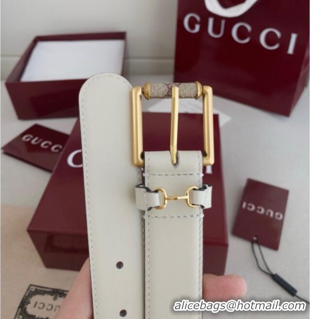 Buy New Cheap Gucci Horsebit Leather Belt 3cm 0617 White 2025