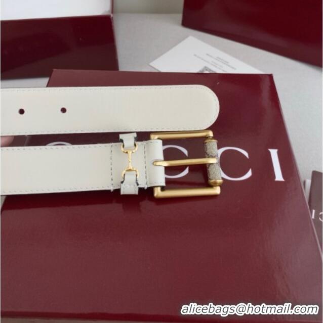 Buy New Cheap Gucci Horsebit Leather Belt 3cm 0617 White 2025