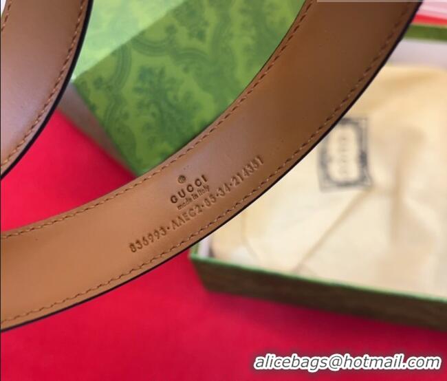 Market Sells Gucci Thin Belt 2.5cm with Half-Horsebit Buckle in Leather 0912 Brown/Silver 2025