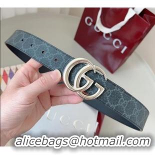 Luxury Discount Gucci GG Leather Belt 3.5cm GG091201 Black/Silver White 2025
