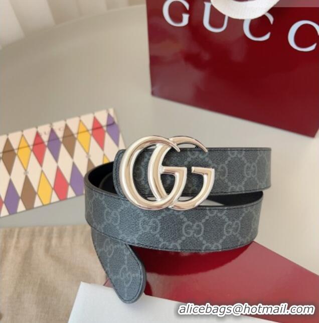 Luxury Discount Gucci GG Leather Belt 3.5cm GG091201 Black/Silver White 2025