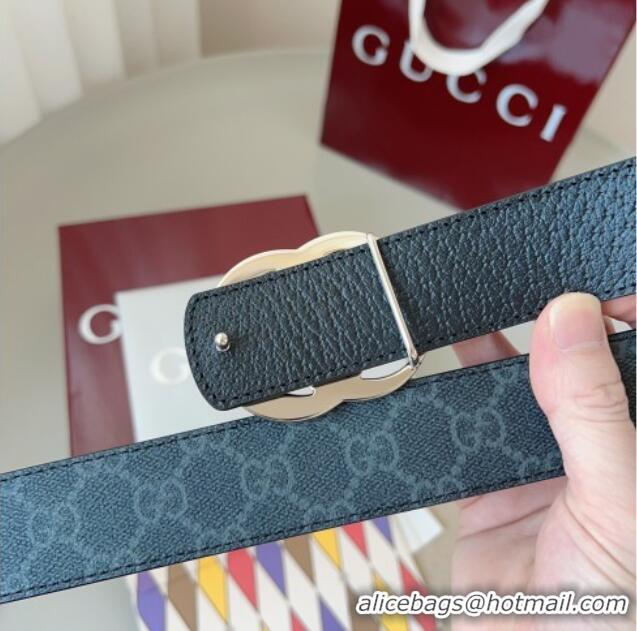 Luxury Discount Gucci GG Leather Belt 3.5cm GG091201 Black/Silver White 2025