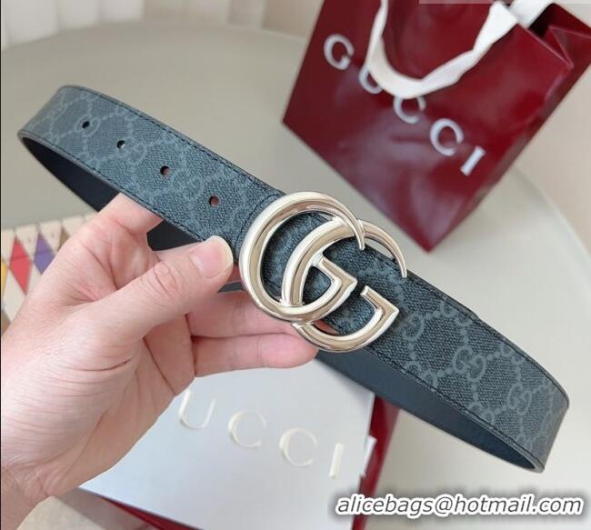 Luxury Discount Gucci GG Leather Belt 3.5cm GG091201 Black/Silver White 2025