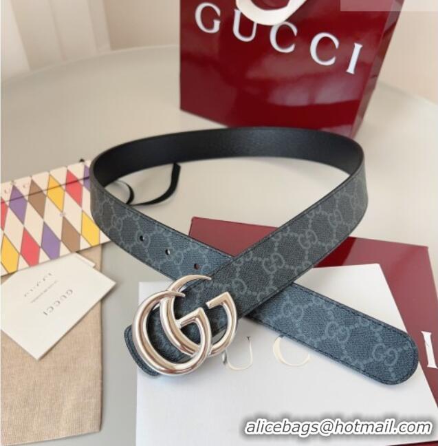 Luxury Discount Gucci GG Leather Belt 3.5cm GG091201 Black/Silver White 2025