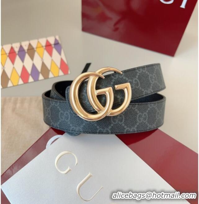 Inexpensive Gucci GG Leather Belt 3.5cm GG091201 Black/Gold 2025