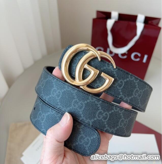 Inexpensive Gucci GG Leather Belt 3.5cm GG091201 Black/Gold 2025