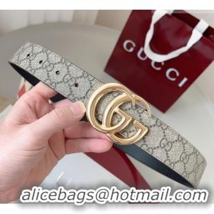 Top Grade Gucci GG Leather Belt 3.5cm GG091201 Beige/Gold 2025