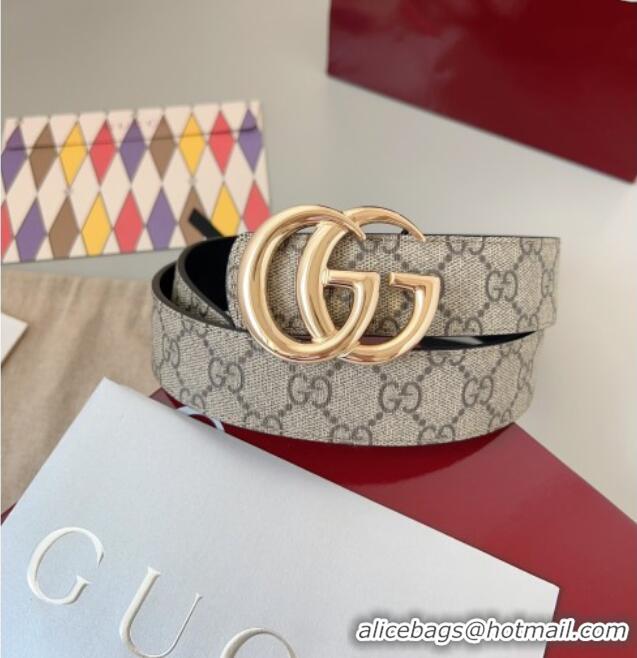 Top Grade Gucci GG Leather Belt 3.5cm GG091201 Beige/Gold 2025