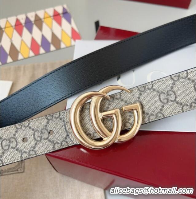 Top Grade Gucci GG Leather Belt 3.5cm GG091201 Beige/Gold 2025