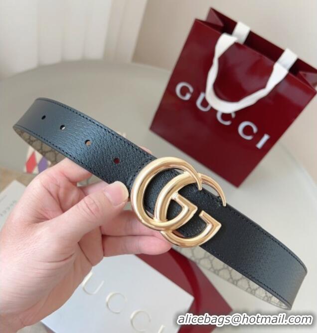 Top Grade Gucci GG Leather Belt 3.5cm GG091201 Beige/Gold 2025