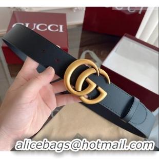 Fashion Discount Gucci Smooth Calfskin Belt 4cm G111732 Black/Gold 2025