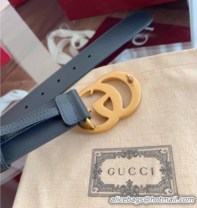 Fashion Discount Gucci Smooth Calfskin Belt 4cm G111732 Black/Gold 2025