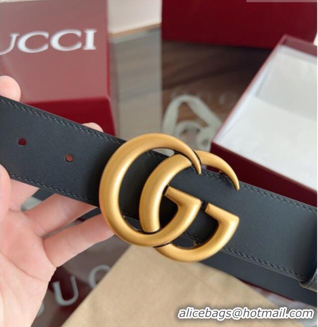 Fashion Discount Gucci Smooth Calfskin Belt 4cm G111732 Black/Gold 2025