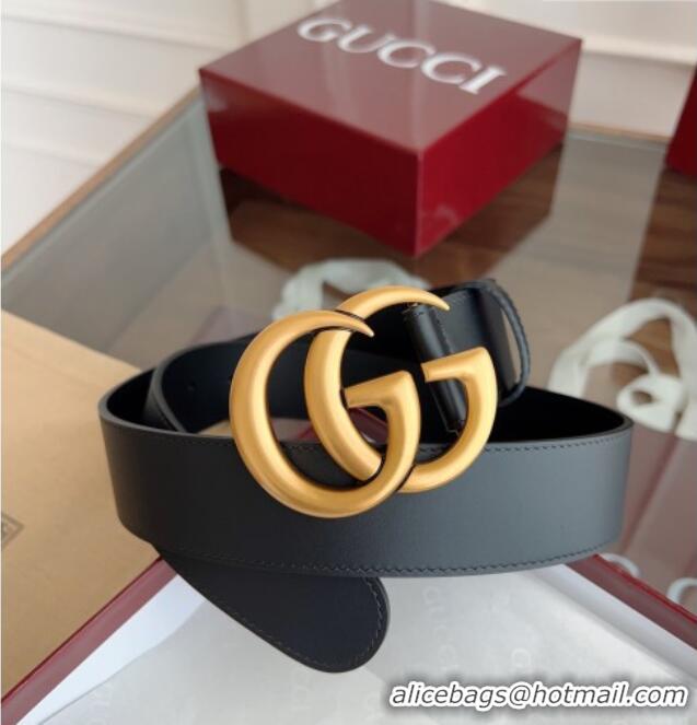 Fashion Discount Gucci Smooth Calfskin Belt 4cm G111732 Black/Gold 2025