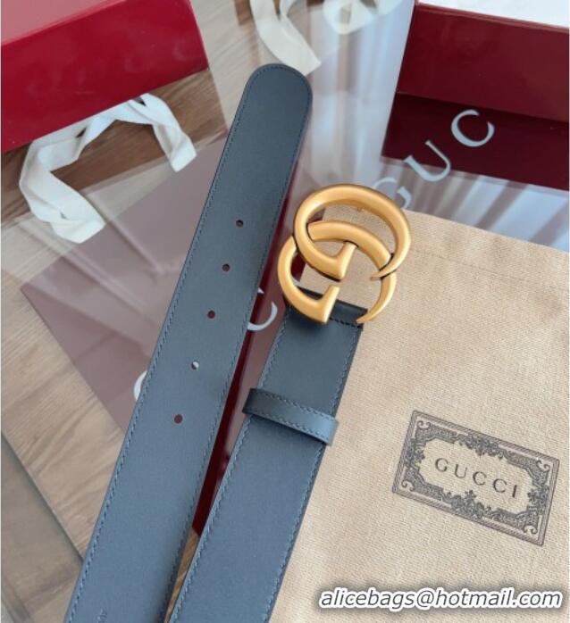 Fashion Discount Gucci Smooth Calfskin Belt 4cm G111732 Black/Gold 2025
