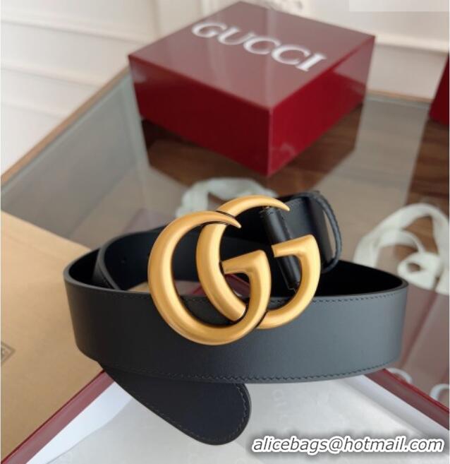 Fashion Discount Gucci Smooth Calfskin Belt 4cm G111732 Black/Gold 2025