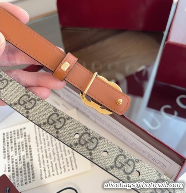 Market Sells Gucci GG Canvas and Leather Reversible Belt 2cm GG031701 Brown 2026