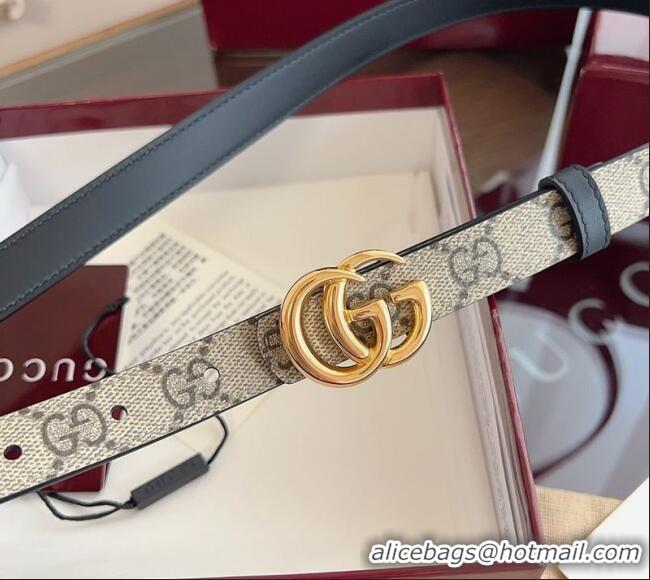 Buy Fashionable Gucci GG Canvas and Leather Reversible Belt 2cm GG031701 Black 2026