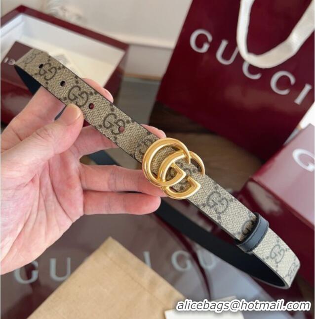 Buy Fashionable Gucci GG Canvas and Leather Reversible Belt 2cm GG031701 Black 2026