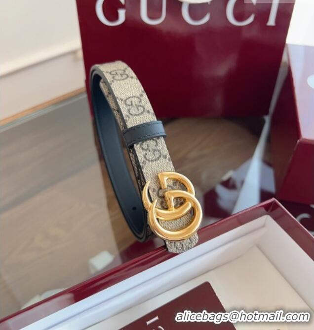 Buy Fashionable Gucci GG Canvas and Leather Reversible Belt 2cm GG031701 Black 2026