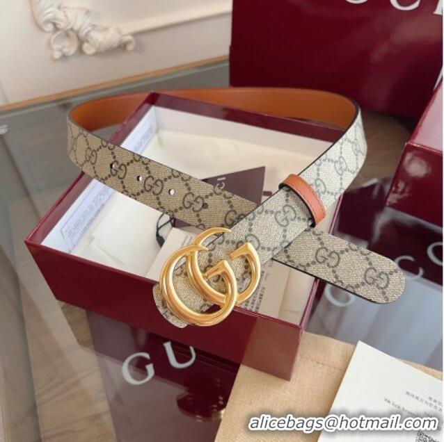 Buy Classic Gucci GG Canvas and Leather Reversible Belt 3cm GG031701 Brown 2026