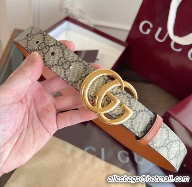 Buy Classic Gucci GG Canvas and Leather Reversible Belt 3cm GG031701 Brown 2026