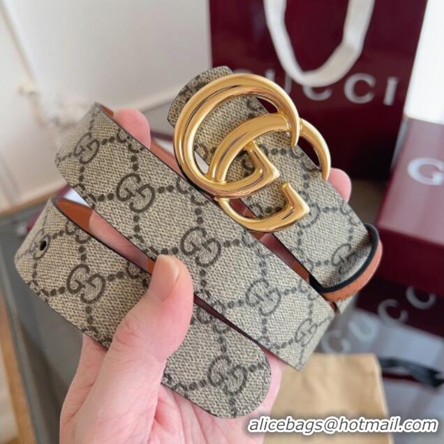 Buy Classic Gucci GG Canvas and Leather Reversible Belt 3cm GG031701 Brown 2026