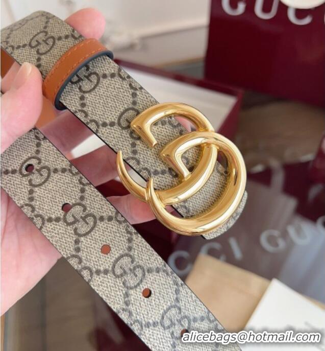 Buy Classic Gucci GG Canvas and Leather Reversible Belt 3cm GG031701 Brown 2026